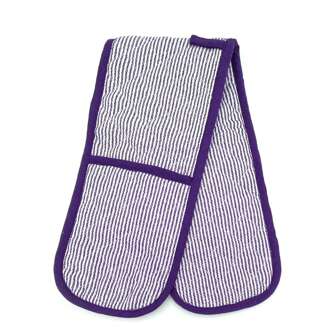 Gr8 Home Purple Stripe Double Heat Resistant Double Oven Gloves Quilted Kitchen Mitts