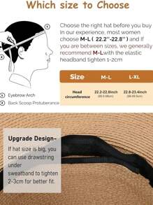3pcs/Set Boho Style Woven Jazz Hat, Summer Vacation Hat - Khaki + Black/beige Ribbon - View 5