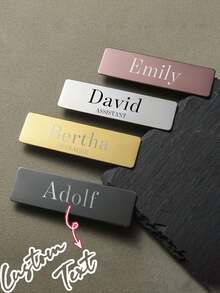 1pc Customized Engraved Magnetic Stainless Steel Name Tag Card Holder Badge For Office School Enterprise - Multicolor - View 2