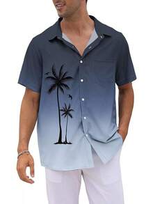 Men's Short Sleeve Button Up Hawaiian Shirt 1950s Vintage Bowling Shirts-20256688 - 漸層黑灰色 - 查看 6