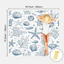 1pc Marine Element Printed Beach Mat, Waterproof And Anti Sand Oversized Beach Mat, Lightweight For Adults For Travel, Camping, And Picnics