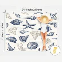 1pc Marine Element Printed Beach Mat, Waterproof And Anti Sand Oversized Beach Mat, Lightweight For Adults For Travel, Camping, And Picnics