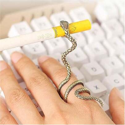 1 pieza Clip de anillo para fumar, anillo con forma de serpiente creativo para abrir los cigarrillos que evita que se amarilleen los dedos