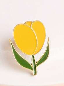 1pc Enameled Yellow Daisy Alloy Brooch, Suitable For Daily Wear - Yellow - View 3