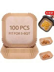 100pcs Non-Stick Air Fryer Parchment Paper Liners, Fit Most Air Fryer Models, Oil-Proof Baking Paper, Suitable For Baking, Frying Food, Perfect For Thanksgiving, Halloween, Easter And More