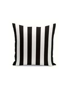 Capas de almofada contemporâneas listradas em preto e branco com fecho de zíper (1/2/4 peças) - Fronhas decorativas de poliéster laváveis à máquina, adequadas para sofá, cama, carro e decoração de casa - perfeitas para vários tipos de cômodos