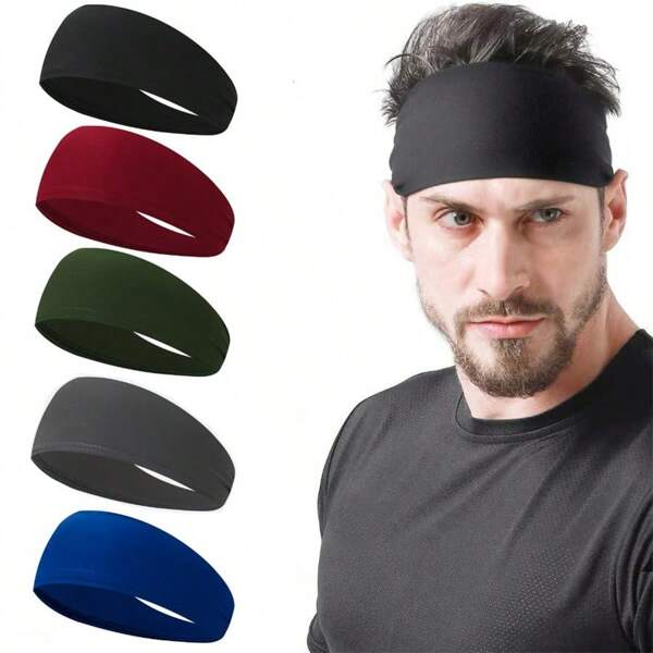 1 Peça Bandana de Ioga da Moda, Bandana Esportiva de Cor Sólida para Homens e Mulheres, Faixa de Suor Elástica Absorvente para Corrida, Ciclismo, Fitness, Ioga