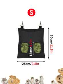 Hanging Oxford Cloth Breathable Grass Bag, Small Pet Food Feeder Bag, Rabbit Hay Storage Bag, Suitable For Small Pets Feeding - Black - View 10