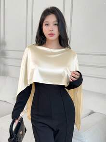 Women's Elegant Long Sleeve Satin Splice Jumpsuit