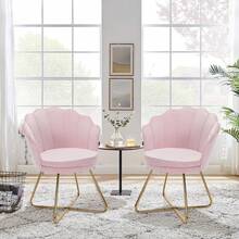Nalupatio Upholstered Armchair Dining Chairs, Chair Dressing Table, Chair Velvet, Petal Back Armchair With Metal Legs Gold, Load Capacity Up To 150 KG - Hồng - Xem 6