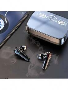 原装 M19 蓝牙耳机带 LED 显示屏智能触控耳机无线入耳式运动游戏耳机 - 彩色 - 查看 3