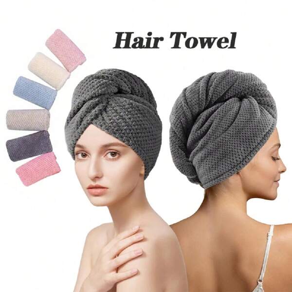 1 pieza Toalla de pelo de microfibra absorbente, nuevo artefacto de secado de cabello de secado rápido, gorro de ducha de secado rápido de cabello con botones, adecuado para uso doméstico diario, viajes, hotel