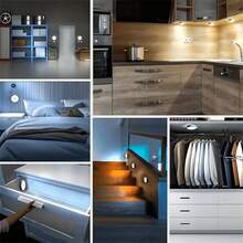 LED Motion Sensor Light, USB Rechargeable, Magnetic Stick-On Wall Light For Bedroom, Cabinet, Staircase, Outdoor, Bathroom, Smart Sensor Illuminated Bulb - Multicolor - View 10