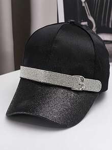 1pc Fashionable Women Rhinestone Embellished Casual Adjustable Baseball Cap - Sun Protection And Stylish Peaked Hat With Sparkling Button - Multicolor - View 5