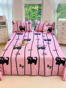 1pc Cartoon Printed Bedsheet, Soft Comfortable Mattress Protector, Kids Cartoon Geometric Bedding Set, Heart Pattern Bedding Set, Home Decor, Fits Twin/Full/Queen/King Size Beds, Suitable For Mother's Day Gift, Machine Washable - YSX-cartoon Printed Single Bed Sheet - View 3