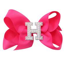 1 pieza Lazo con letra gigante brillante para niñas con perlas falsas y strass - Clip de cocodrilo elegante color rosa intenso - Accesorio de pelo dulce y lindo, regalo ideal para fiestas y festividades