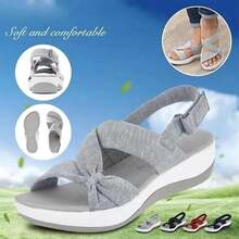 YOLAI Sandals For Women 2025 Orthopedic Arch Support Reduces Pain Comfortable Casual Walking Shoes Orthotic Low Platform Wedges Sandals With Back Strap - Red-b - View 3
