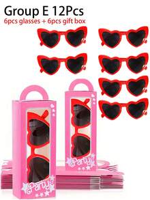 2-20pcs Themed Paired Glasses Gift Box: 10 Glasses And 10 Gift Boxes. Pink Princess Party, Birthday Party, 1st Birthday, Wedding Party. Party Casual Gifts, Easy To Assemble. - Multicolor - View 18