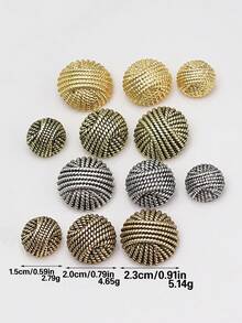 10pcs/Set Crocheted Cable Knitting Pattern Round Vintage Metal Buttons, Suitable For Coats, Jackets, Suits, Uniforms In Autumn/Winter, DIY Sewing Accessories - Multicolor - View 10