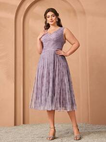 High-End V-Neck Print Pullover Maxi Dress