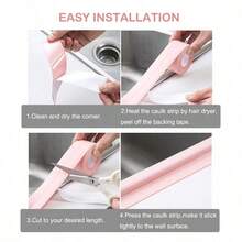 Kitchen Bathroom Caulking Tape Sealant, PVC Self-Adhesive Toilet Caulking Strip, Caulking Tools, Sealing Tape - 白色 - 查看 3