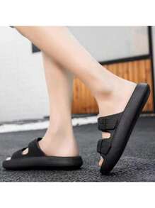 Zapatos de hombre con hebilla ajustable, sandalias con plataforma antideslizante y suela gruesa, zapatos cómodos para la playa con suela blanda para el verano