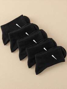 1 Pair/5 Pairs/6 Pairs Women's Casual Long Socks, Simple Comfort Daily Wear Unisex Crew Socks, Fall