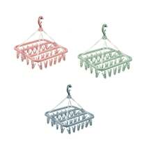 1/3PCS Foldable Drip Hanger With 32 Clips - Plastic Hanging Drying Rack For Clothes Underwear Socks Suitable For Bedroom Balcony - 16個夾子 E2146A - 查看 7