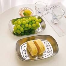 Retro Tinplate Tray, Household Stainless Steel Camping And Picnic Plate, Snack, Fried Food, Barbecue, Fruit Plate, And Food Preparation Plate