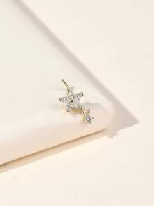 Flower Nose Stud L Shaped 20G Dangling Nose Rings Nose Piercing Jewelry Nose Screw Nostril Piercing Ring With CZ Gold Nose Bone Dangle Nose Ring For Women - L Shaped Pin - View 5