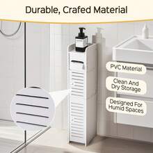 Senmeo 3-Tiers Slim Bathroom Storage Cabinets In Different Sizes, Collapsible Storage Cabinets, Narrow Bathroom Storage Cabinets, Slim PVC Organizers, Suitable For Tight Spaces, Easy To Assemble And Durable, Multi-Purpose Toilet Paper Holder Organizer For Bathroom, Bedroom And Living Room, Suitable For Home Organization And Storage - White - View 7