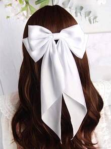 4pcs Bow Hair Accessories Set: Satin Bow Hair Clips, Bow , Large Hair Clips, Cute Metal Bow Hair Clips In Neutral Colors, Flat Claw Hair Clips - Multicolor - View 2