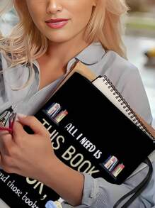 1 Piece Black Zippered Book Cover, Paperback Book Protective Sleeve, Waterproof Book Bag With Front Pocket, Washable Book Sleeve, Multi-Functional Book Storage Bag Suitable For School, Students, Teachers, Book Lovers,Back To School,School Supplies