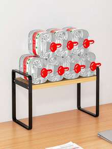 1 件木质和金属桌面收纳整理器，带多层搁板，学生/办公室桌面书架 - 黑色 - 查看 8