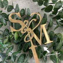 1 Pieza de Decoración Personalizada Inicial para Pastel, Tapa de Pastel de Boda, Tapa de Espejo Acrílico Dorado, Tapa de Pastel de Compromiso, Tapa de Pastel de Pareja, Pastel de Boda, Decoración Personalizada - Multicolor - Ver 1