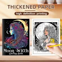 Moon Witch Design: Interesting Moon Witch Adult Coloring Book, With Beautiful Patterns And Clear Lines, Can Relieve Stress And Emotion, An Excellent Gift For Family Gatherings, Easter, Thanksgiving, Christmas, New Year, Valentine's Day, And Suitable For Room Decoration,Back To School,School Supplies