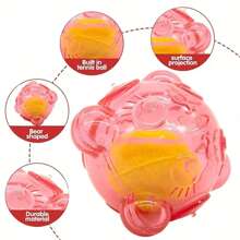 1pc, Random Color, Bear Head Pet Dog Sound Toy With Tennis Ball, Elastic Dog Chewing Toy, Dog Interactive Training Toy Ball With Built-In Tennis Ball, For All Kinds Of Dogs, Suitable For Indoor And Outdoor Play, Suitable For All Year Round, Holiday Gifts, Birthday Gifts