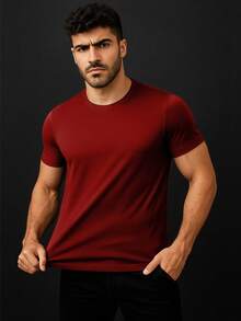 Men's T-Shirt Modal Tech Shirt Premium T-Shirt - 紫紅色 - 查看 1