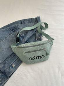 1pc Custom Waist Bag Messenger Bag, Corduroy Fashion Simple Casual Sports Chest Bag. Customized Personalized Mobile Phone Waist Bag. Women's Chest Bag Men's Waist Bag Travel Hip Bag Back To School Graduation Gift For Teachers, Friends, Classmates And Family