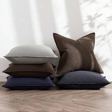 Local Delivery- Decorative Linen Pillow Covers 18x18 Inch Natural Beige ​Boho Farmhouse​ ​Neutral Couch Throw Pillows For Bed Pack Of 2 Accent Outdoor Pillowcase Modern Sofa Cushion Livingroom Home Decor - Dark Brown - 查看 5