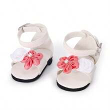 1 paire de sandales pour poupée, chaussures d'été mignonnes et pour poupée, avec fermeture, bride croisée/motif floral, convient aux poupées Reborn de 18 pouces, adapté aux enfants de 3 ans et plus, accessoire de jouet de poupée, cadeau d'anniversaire, fête, jeu de rôle