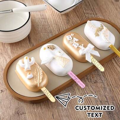 Palitos de sorvete personalizados com nome e gravados a laser, barras de sorvete personalizadas, presentes de Natal, picolés caseiros, palitos reutilizáveis, ideais para picolés caseiros, festivais, casamentos, formaturas e eventos festivos.