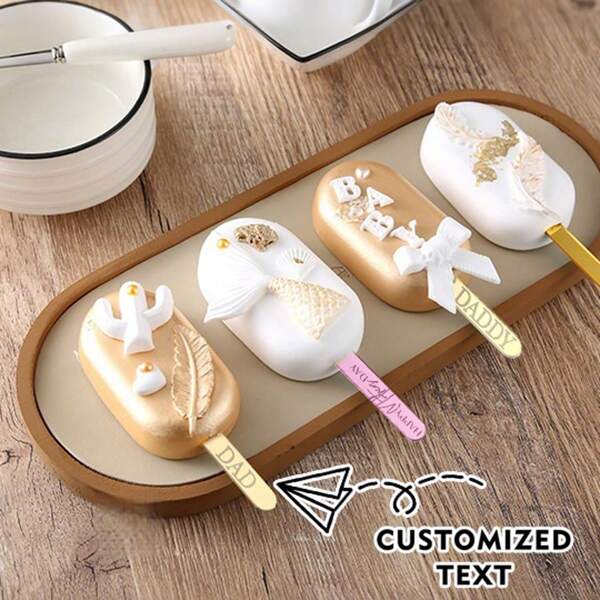 Personalisierte, lasergravierte Eislöffel mit Namen, personalisierte Eisriegel, Urlaubsgeschenke, hausgemachte Eispops, wiederverwendbare Stiele, ideal für selbstgemachte Eispops zu Hause, Festivals, Hochzeiten, Abschlussfeier, Partys