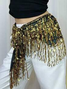 Draped Sequin Fringe Hip Accent, Dance Performance & Rave Costume Accessory - Multicolor - View 19