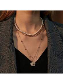 33 pièces Ensemble de bijoux vintage élégant, incluant de fausses perles, boucles d'oreilles géométriques asymétriques exagérées, collier pendentif multi-couches de perles, bracelet et bracelet à forme de serpent en émeraude et strass - convient pour les cadeaux, les fêtes, le port quotidien