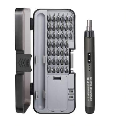 Mini Electric Screwdriver Set, Small Cordless Electric Screwdriver, Many S2 Preicison Bits, Precision Screwdriver Cordless Repair Tool For PC Electronic(GREY&ORANGE)