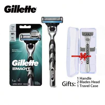  Gillette Mach3 Razor For Men, 1 Razor Handle + 1 Blade Refills, Gifts Not From Gillette