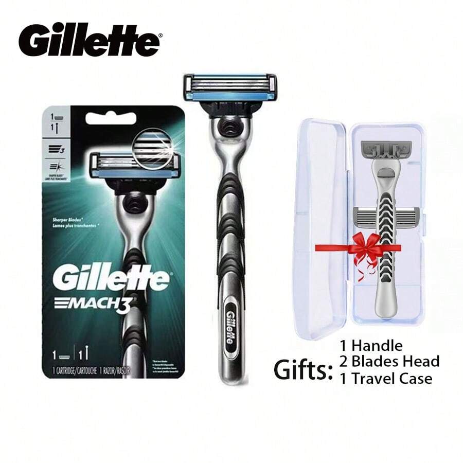 Gillette Mach3 Máquina de afeitar para hombres, 1 mango de máquina + 1 recambio de cuchilla, regalos no proporcionados por Gillette - Multicolor - Ver 1