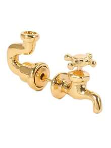 1 对独特的三色水龙头可拆卸耳钉，适合男女，派对和礼物佩戴 - 水龍頭耳環 - 查看 7