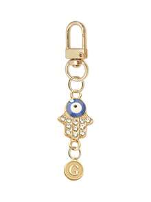 The New Fashion Fatima's Hand Metal Key Chain, With The Initial Letters A-Z, Glittering Bag Accessories, Charm Car Pendants, Suitable For Daily Wear, Wallet And Handbag Accessories, Suitable For Commuting, Learning, Vacation, Picnic, Camping, Beach, Keys, Pendants And Easy To Find Keys, This Is The Best Gift For Sisters And Friends. - Multicolor - View 28